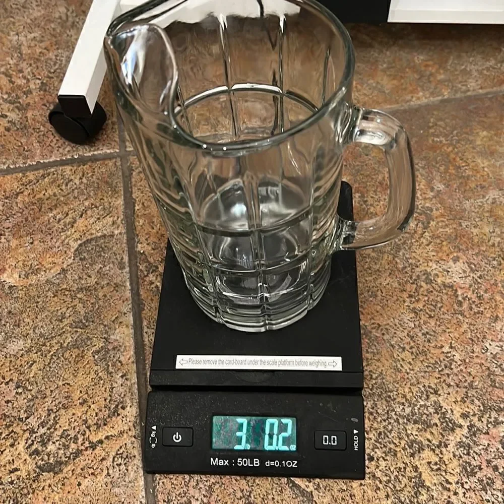 Anchor Hocking Glass Pitcher Tartan Square Paneled Handle 7 Cups Or 56 Oz
